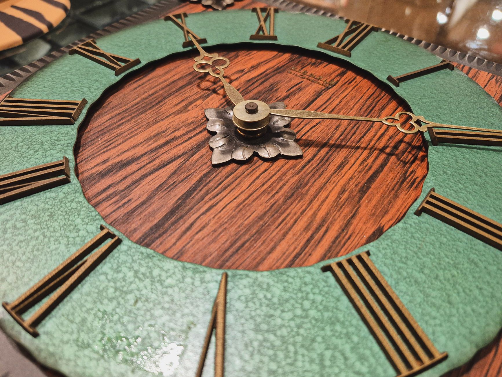 Antique wall clock dial detail